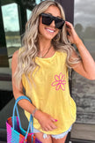 Women's Tank Top Tank Top - Yellow Floral - Summer Beach Casual Sleeveless