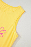 Women's Tank Top Tank Top - Yellow Floral - Summer Beach Casual Sleeveless